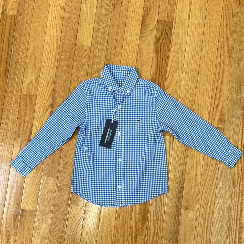 Blue Checkered Kids Shirt by Vineyard Vines